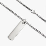 Revere dog tag pendant stainless steel slim rectangular, UK version