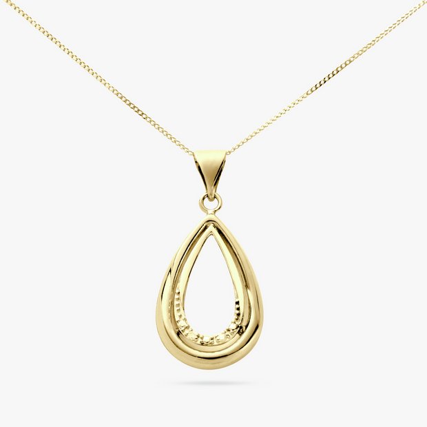 Revere 9ct gold pear pendant necklace with diamonds, UK version