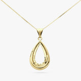 Revere 9ct gold pear pendant necklace with diamonds, UK version