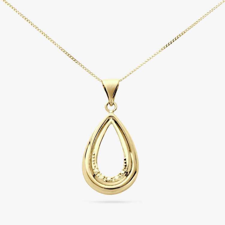 Revere 9ct gold pear pendant necklace with diamonds, UK version
