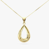 Revere 9ct gold pear pendant necklace with diamonds, UK version