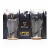 Guinness embossed pint glass set pack of 2 568ml - British product