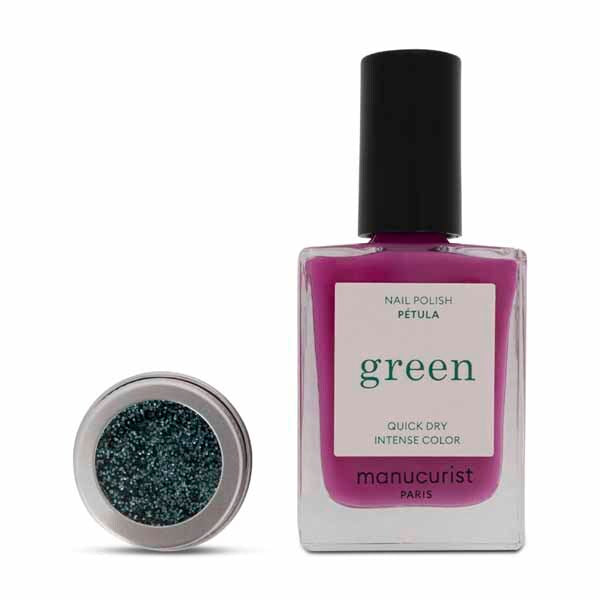 Manucurist Pink Nail Polish Glitter 15ml, imported from the UK