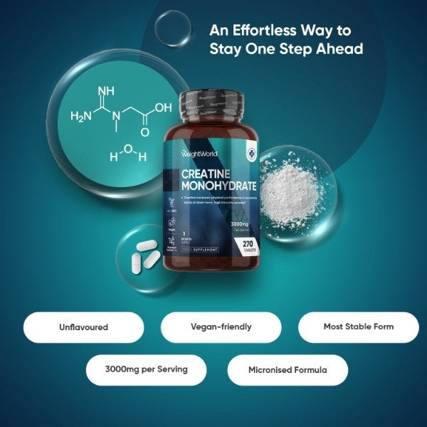 WeightWorld creatine monohydrate 3000mg tablets 270 pack - British product