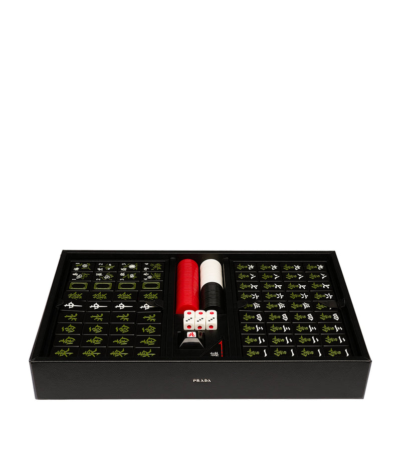 Prada Saffiano leather mahjong set with acrylic resin pieces, imported from the UK