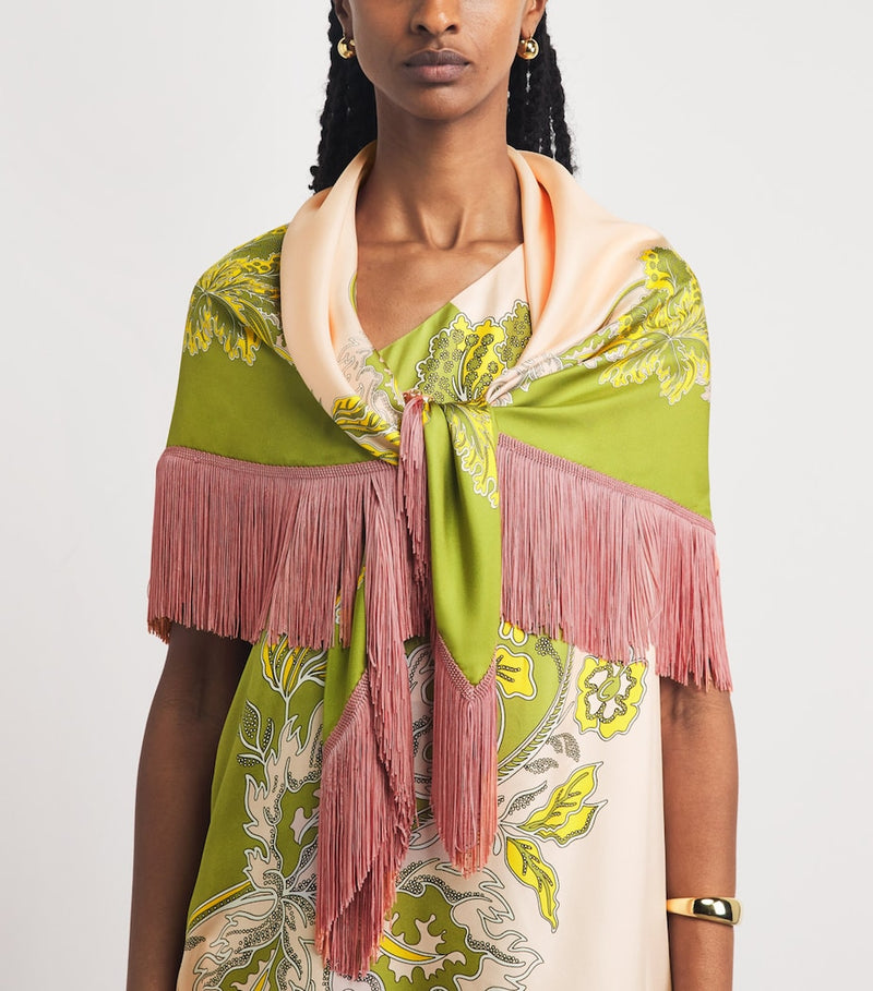 La DoubleJ silk scarf with botanical print 90cm, UK version
