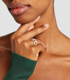 SHAY white yellow gold diamond pavé link ring (British brand)