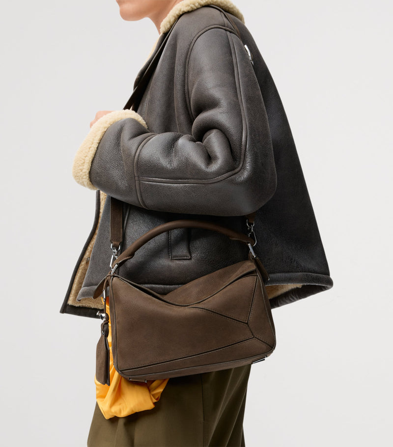LOEWE Small Suede Featherlight Puzzle top-handle bag (British brand)