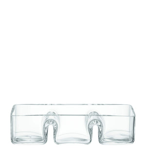Glass Trio Serving Dish with Three Compartments for Snacks