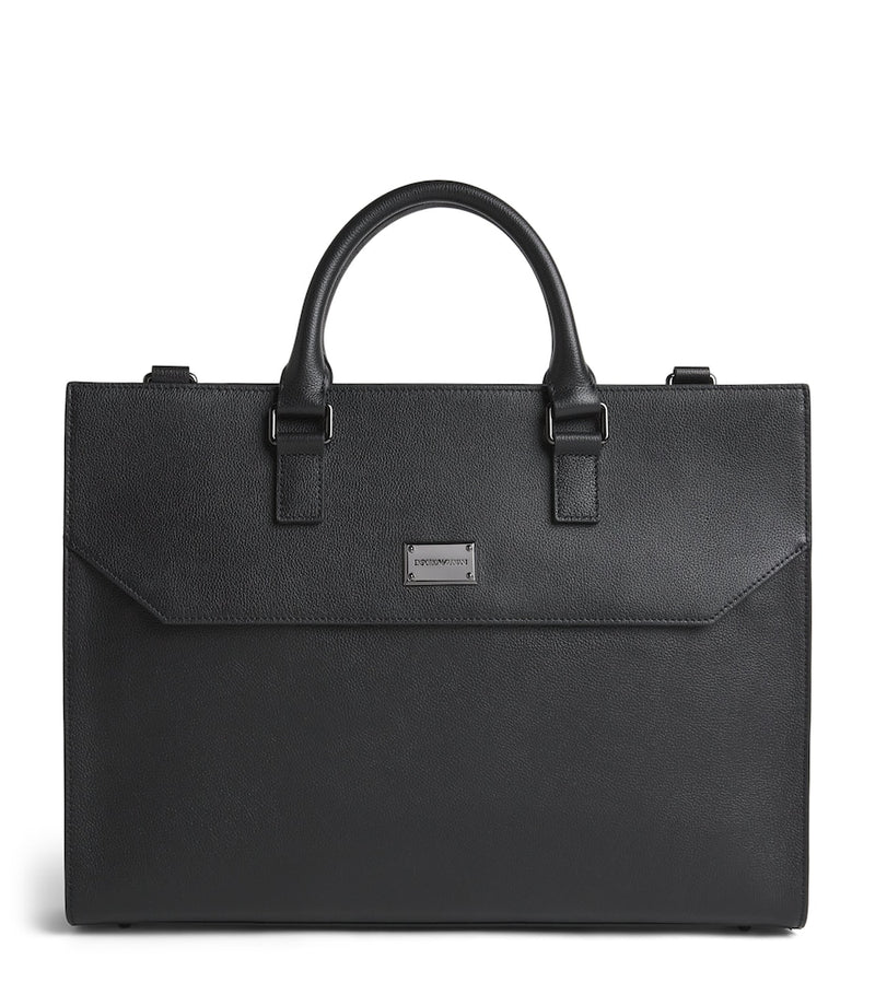 Emporio Armani logo leather briefcase, UK version