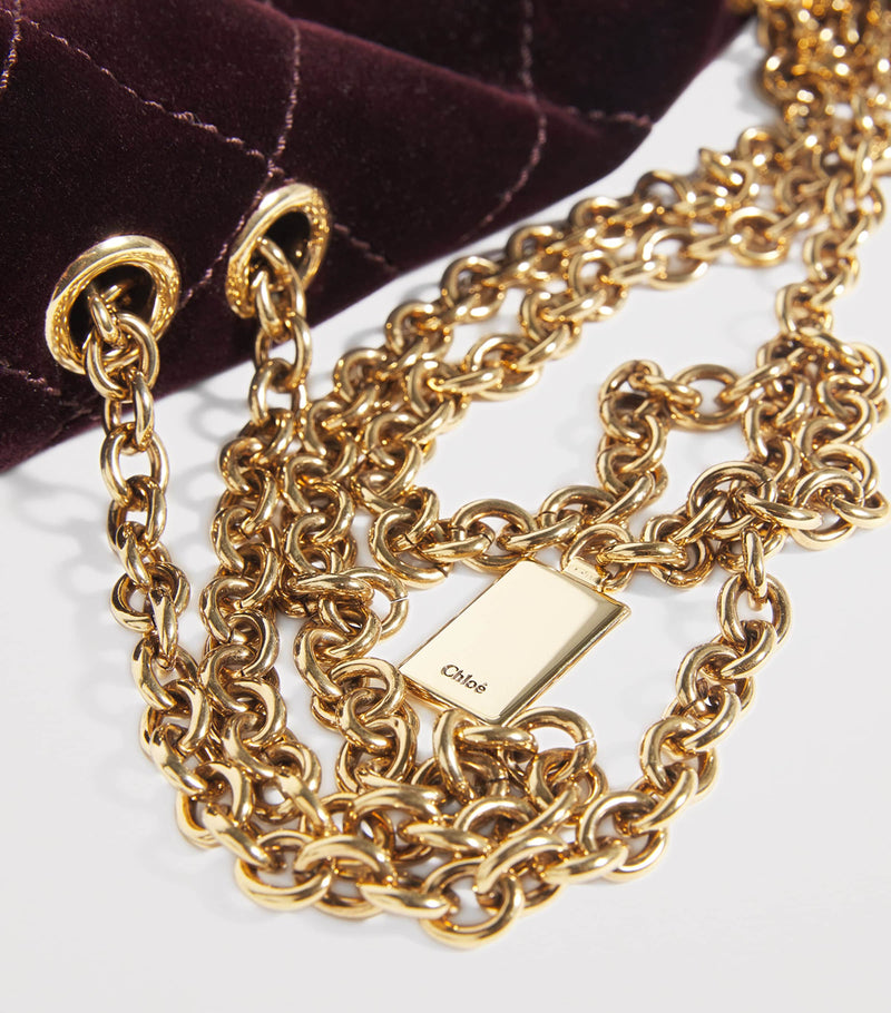 Chloé small quilted velvet heritage shoulder bag (British brand)