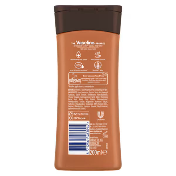 Vaseline Intensive Care Cocoa Radiant Body Lotion 200ml (British brand)
