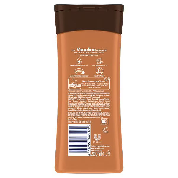 Vaseline Intensive Care Cocoa Radiant Body Lotion 200ml (British brand)