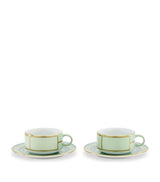 Harrods GINORI 1735 Colonna Diva Verde Porcelain Teacup and Saucer Set of 2- Buy online at McGrocer