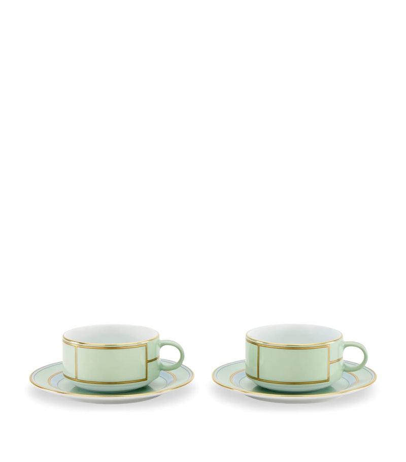 GINORI 1735 Verde teacup and saucer set of 2 - British product