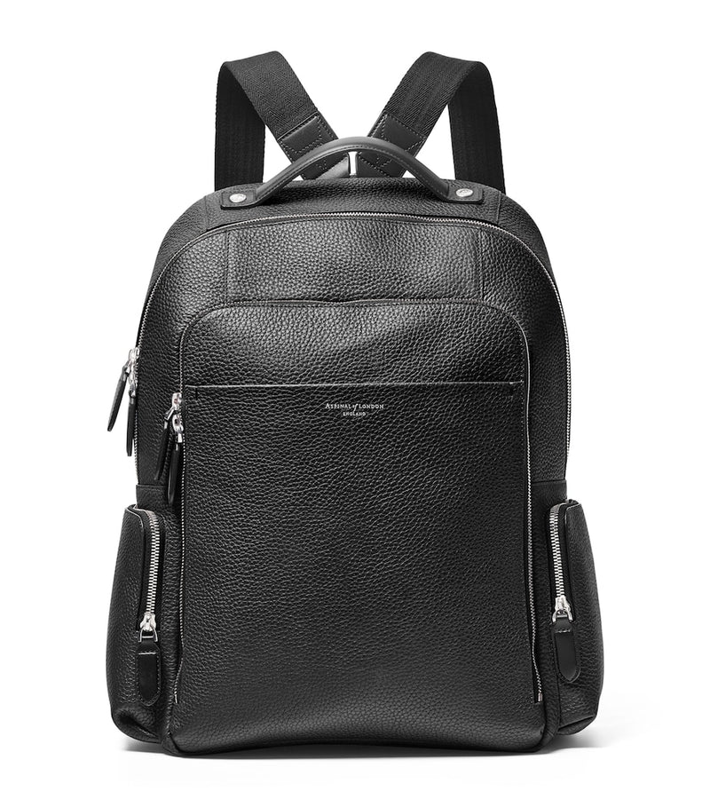 Aspinal London Pebble Leather Reporter Backpack, imported from the UK