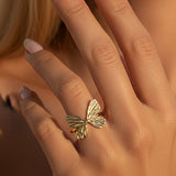 MUCHV adjustable butterfly ring in 18k gold or silver, UK version