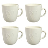Argos Home stoneware mugs embossed heart cream set of 4 (British brand)