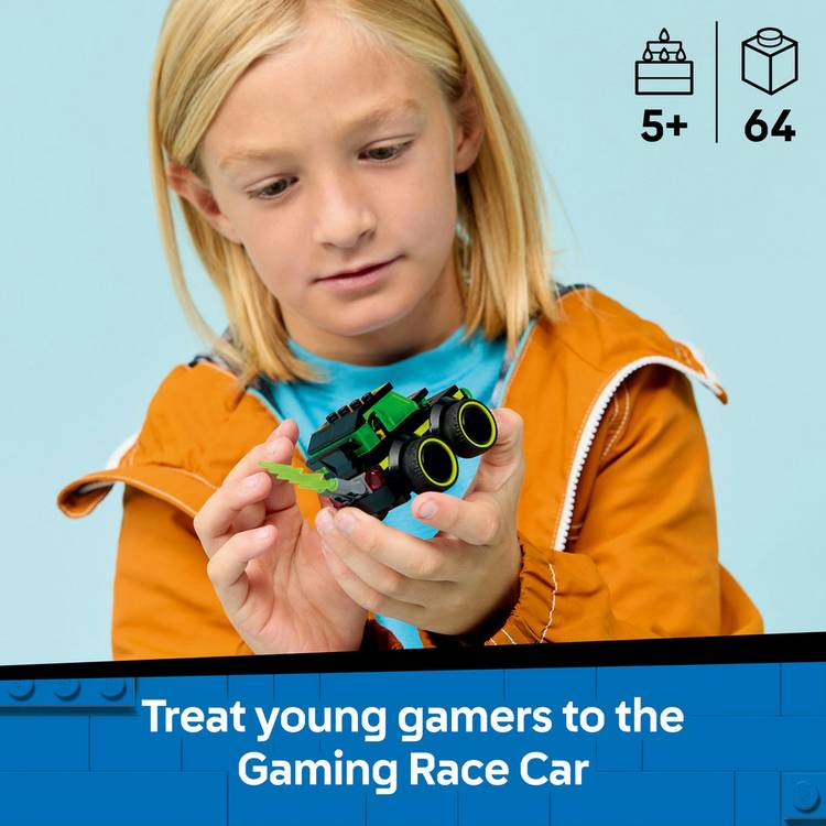 LEGO City Rides Gaming Race Car toy with minifigure, imported from the UK