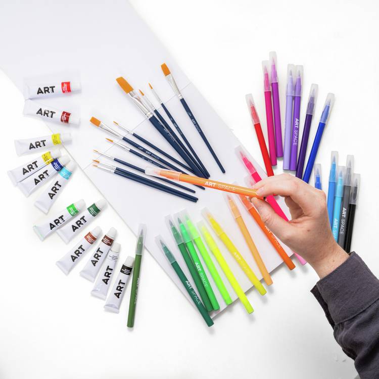 ArtSpace watercolour set with paints, pens, brushes and pad, UK version