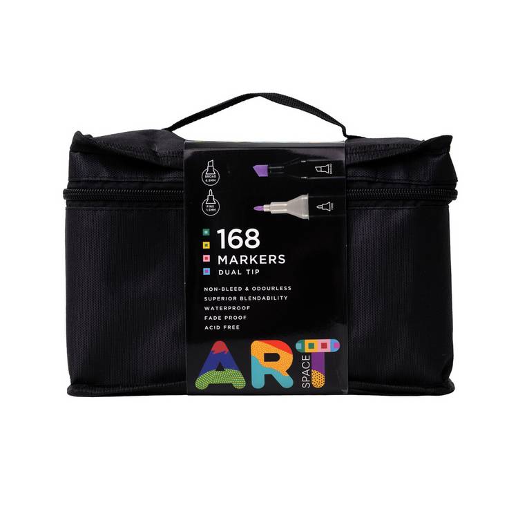 ArtSpace 168 dual tip marker set in carry case (British brand)