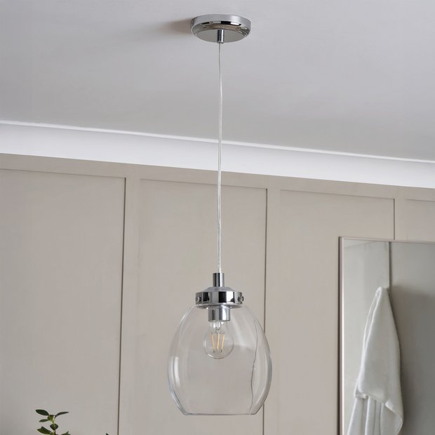 Spa Bryn glass tulip pendant light chrome clear, UK version