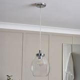 Spa Bryn glass tulip pendant light chrome clear, UK version