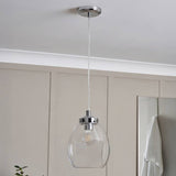 Argos Spa Bryn Glass Bathroom Pendant Light Chrome Clear- Buy online at McGrocer