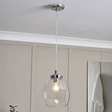 Spa Bryn glass tulip pendant light chrome clear, UK version
