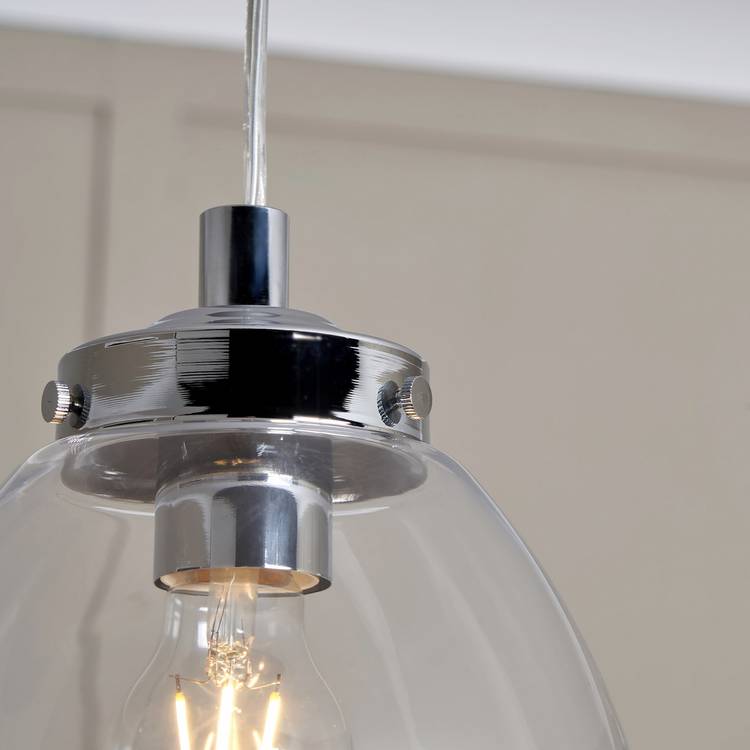 Spa Bryn glass tulip pendant light chrome clear, UK version