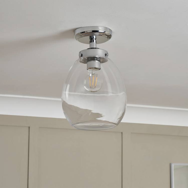 Spa Bryn glass tulip pendant light chrome clear, UK version