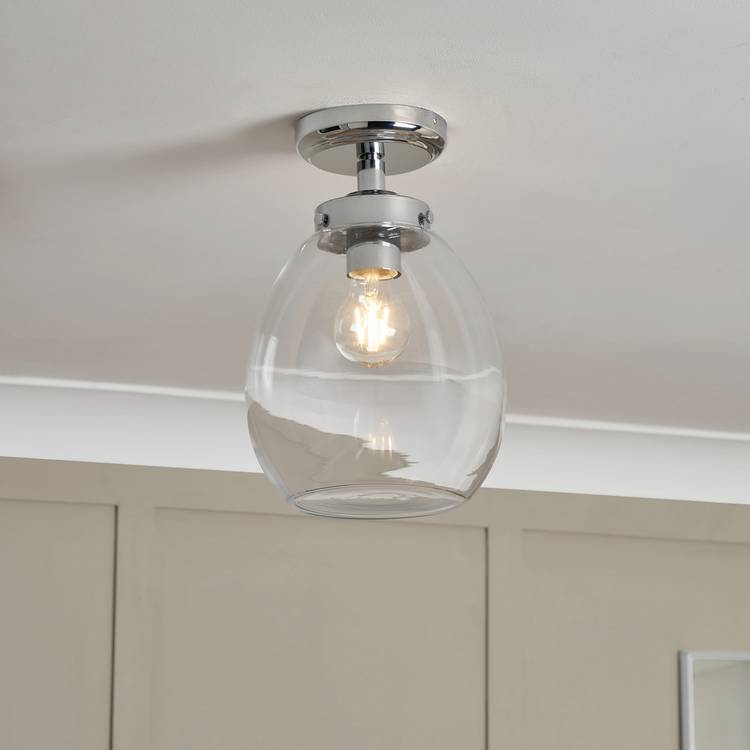 Spa Bryn glass tulip pendant light chrome clear, UK version