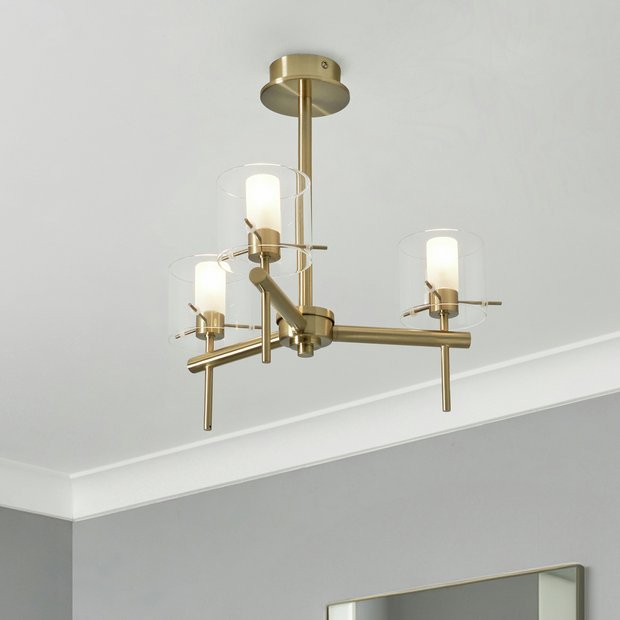 Forum Spa Gene 3-light satin brass ceiling light 42.5cm, UK version