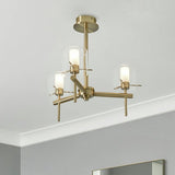 Forum Spa Gene 3-light satin brass ceiling light 42.5cm, UK version