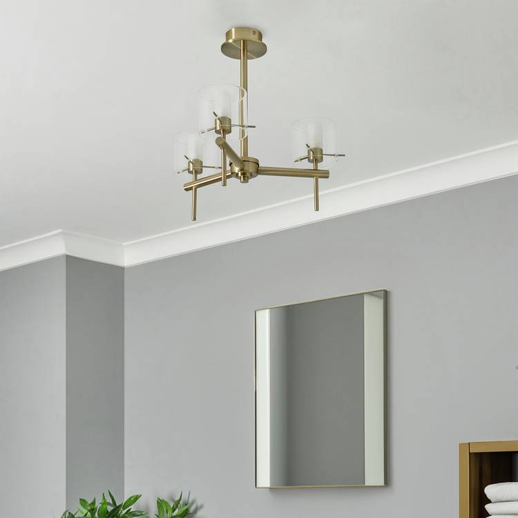 Forum Spa Gene 3-light satin brass ceiling light 42.5cm, UK version