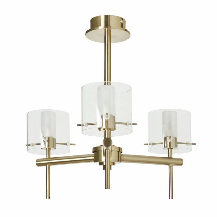 Forum Spa Gene 3-light satin brass ceiling light 42.5cm, UK version