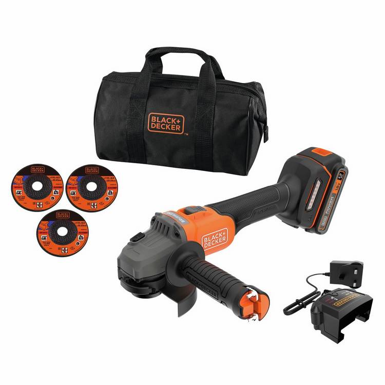 Black+Decker brushless angle grinder kit with case - British product