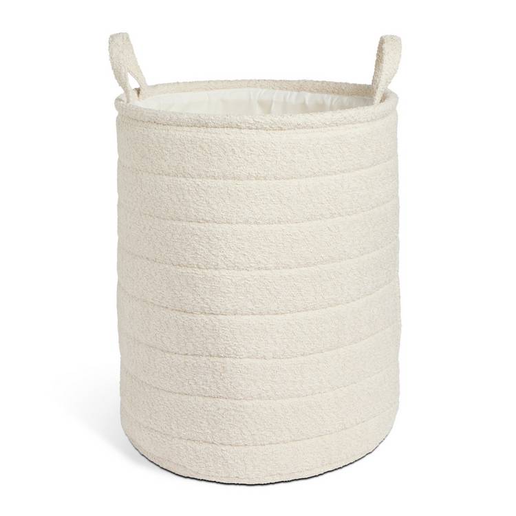Argos Home boucle laundry basket 80L cream, imported from the UK