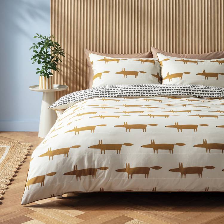 Habitat x Scion Mr Fox cream cotton bedding set single (British brand)