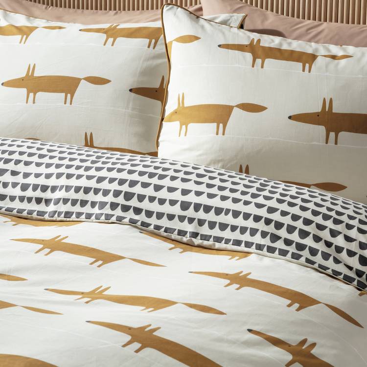 Habitat x Scion Mr Fox cream cotton bedding set single (British brand)