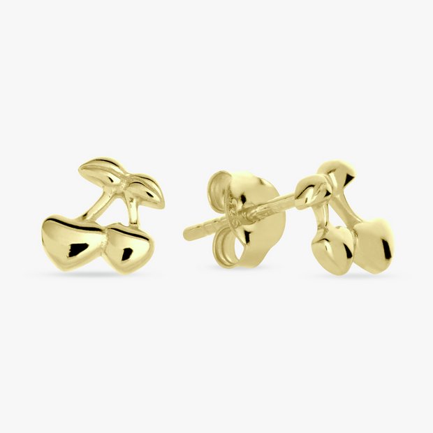 Revere gold-plated sterling silver cherry earrings (British brand)