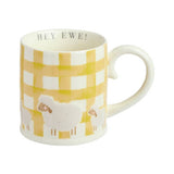Argos Home yellow gingham sheep mug 300ml (British brand)