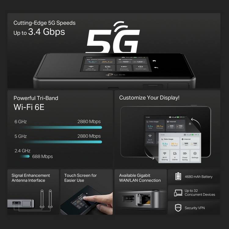 TP-Link M8550 5G mobile hotspot router, UK version