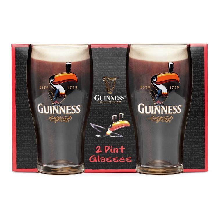 Guinness Toucan pint beer glass set pack of 2, imported from the UK