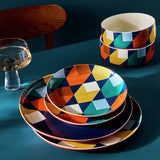 Argos Habitat Geo Cube 12 Piece Stoneware Dinner Set - Blue- Buy online at McGrocer