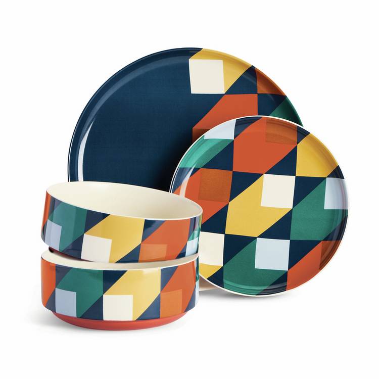 Habitat blue stoneware dinner set 12 piece, imported from the UK