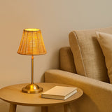 Searchlight rattan rechargeable LED table lamp 35cm - British product