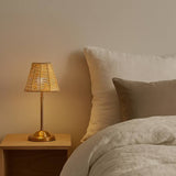 Searchlight rattan rechargeable LED table lamp 35cm - British product