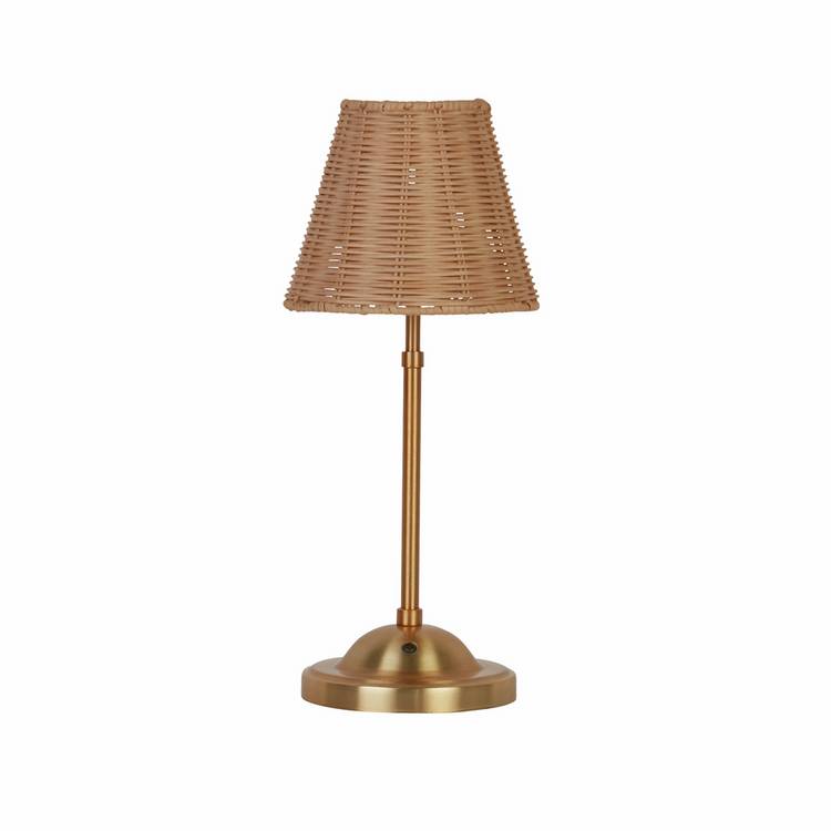 Searchlight rattan rechargeable LED table lamp 35cm - British product