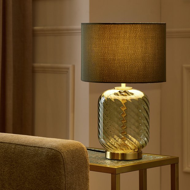 Argos Home green glass table lamp, UK version